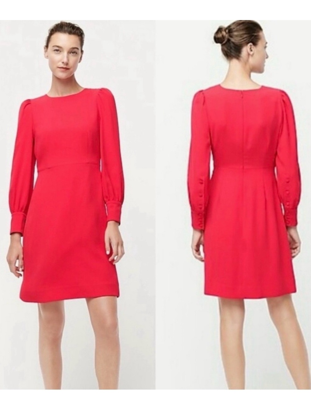 J. Crew 365 Crepe Long Sleeve dress in Bright Rose